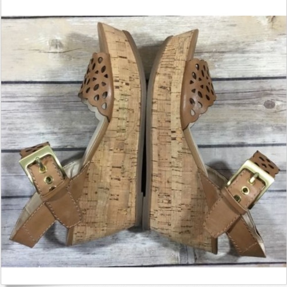 Franco Sarto Womens Leather Sandal Wedge Cork Heel - Picture 8 of 8